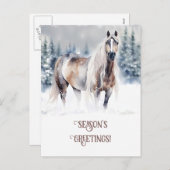 Seasons Greeting Horse in the Snow Feestdagenkaart (Voorkant / Achterkant)