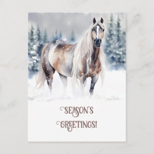 Seasons Greeting Horse in the Snow Feestdagenkaart