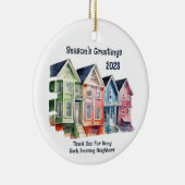 Season's Greetings 2023 Round Metal Keramisch Ornament (Rechts)