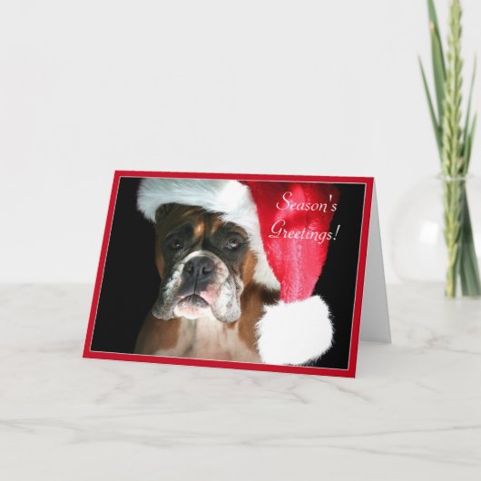 Season's Greetings Boxer dog greeting card Feestdagen Kaart (Voorkant)