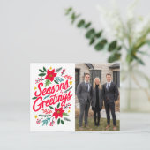SEASONS GREETINGS Business Christmas CUSTOM PHOTO Briefkaart (Staand voorkant)