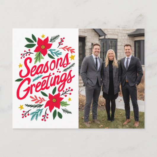 SEASONS GREETINGS Business Christmas CUSTOM PHOTO Briefkaart (Voorkant)