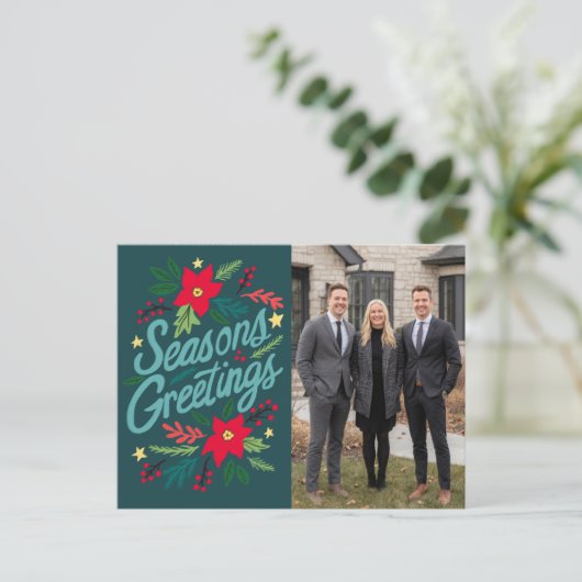 SEASONS GREETINGS Business Christmas CUSTOM PHOTO Briefkaart (Staand voorkant)