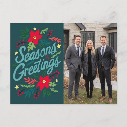 SEASONS GREETINGS Business Christmas CUSTOM PHOTO Briefkaart (Voorkant)