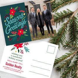 SEASONS GREETINGS Business Christmas CUSTOM PHOTO Briefkaart