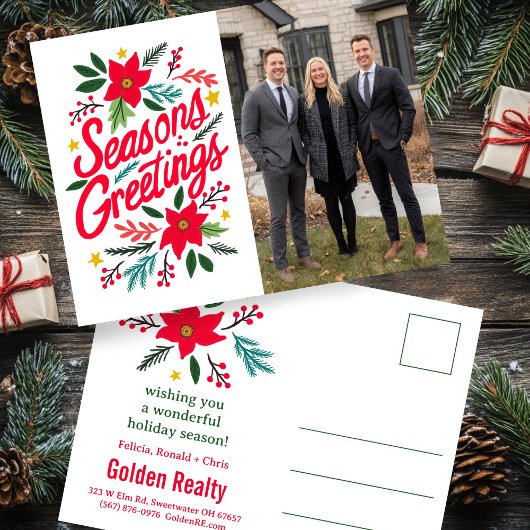 SEASONS GREETINGS Business Christmas CUSTOM PHOTO Briefkaart