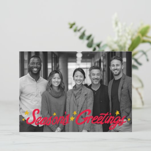 SEASONS GREETINGS Business CUSTOM PHOTO  Feestdagenkaart (Staand voorkant)