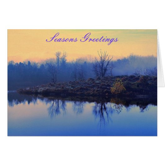 Seasons Greetings Card (lake & woods photo scene) (Voorkant Horizontaal)