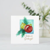 Season's Greetings Card With Baubles Bedankkaart (Staand voorkant)