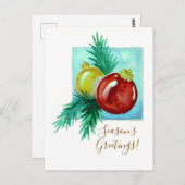 Season's Greetings Card With Baubles Briefkaart (Voorkant / Achterkant)