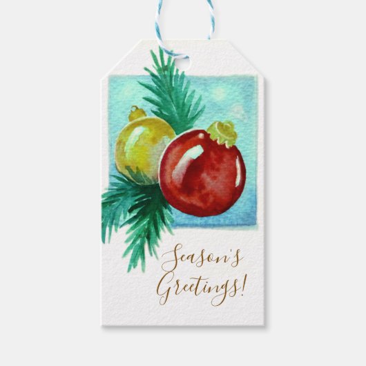 Season's Greetings Card With Baubles Cadeaulabel (Voorkant)