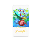 Season's Greetings Card With Baubles  Etiket (Voorkant)