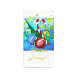 Season's Greetings Card With Baubles  Etiket