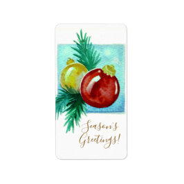 Season's Greetings Card With Baubles Etiket