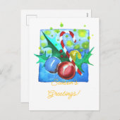 Season's Greetings Card With Baubles  Feestdagenkaart (Voorkant / Achterkant)