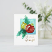 Season's Greetings Card With Baubles Feestdagenkaart (Staand voorkant)