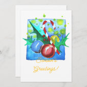 Season's Greetings Card With Baubles  Feestdagenkaart (Voorkant / Achterkant)