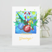 Season's Greetings Card With Baubles  Feestdagenkaart (Staand voorkant)