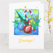 Season's Greetings Card With Baubles  Kaart (Gele Bloem)