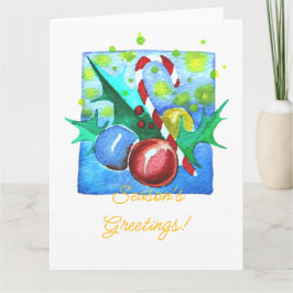 Season's Greetings Card With Baubles  Kaart