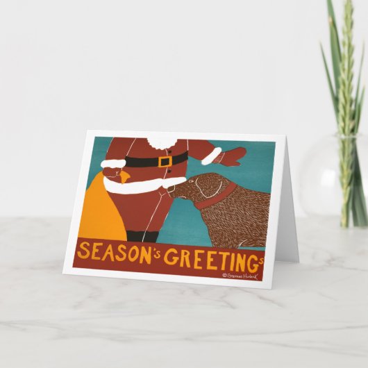 Seasons Greetings-Chocolate Lab-Stephen Huneck Feestdagen Kaart (Voorkant)