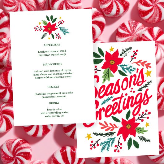 SEASONS GREETINGS Christmas CUSTOM Holiday Menu