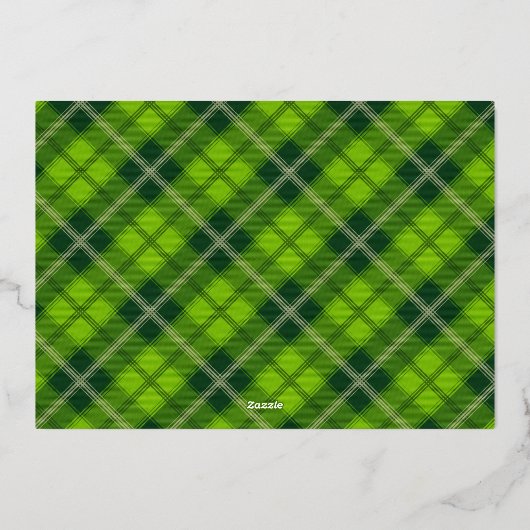 Seasons Greetings | Christmas Green Plaid Photo Folie Feestdagenkaart (Achterkant)