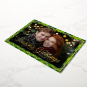 Seasons Greetings | Christmas Green Plaid Photo Folie Feestdagenkaart (Gedraaid)