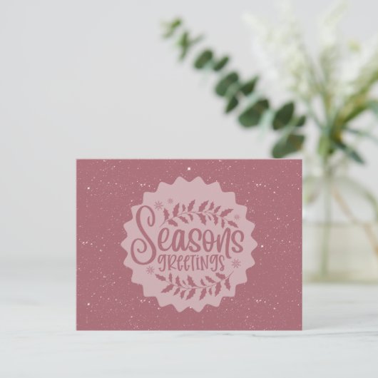 Season's Greetings Christmas Script Briefkaart (Staand voorkant)