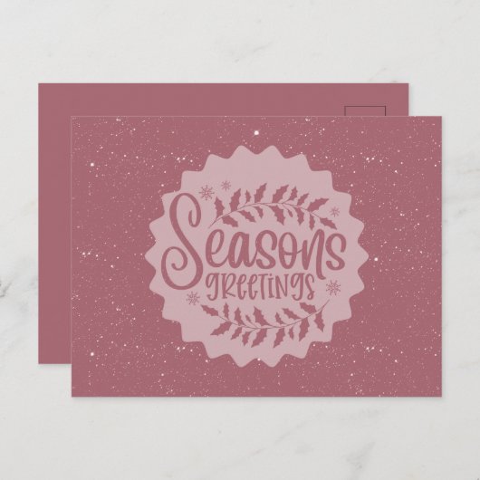 Season's Greetings Christmas Script Briefkaart (Voorkant / Achterkant)