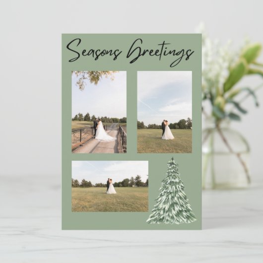 Seasons Greetings Christmas Tree Card Kaart (Staand voorkant)