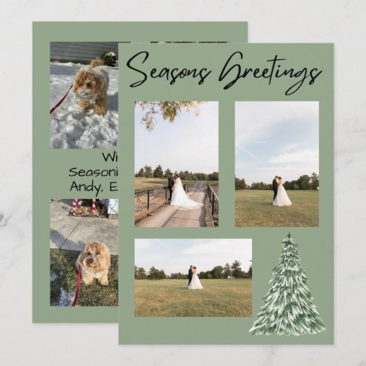 Seasons Greetings Christmas Tree Card Kaart (Voorkant / Achterkant)