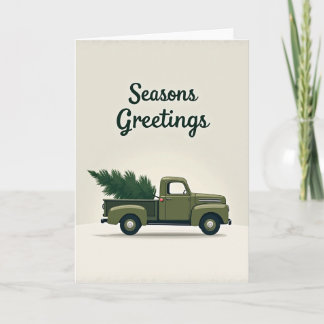 Seasons Greetings Christmas Tree Truck Kaart