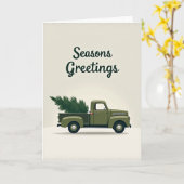 Seasons Greetings Christmas Tree Truck Kaart (Gele Bloem)