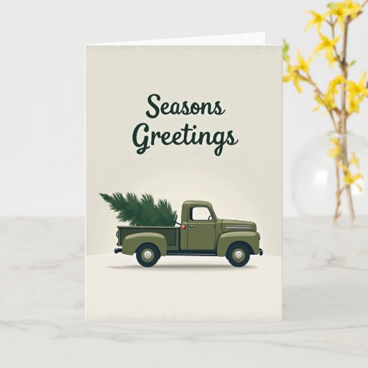 Seasons Greetings Christmas Tree Truck Kaart (Gele Bloem)