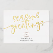 Seasons Greetings Corporate Logo Luxury Real Folie Feestdagenkaart (Voorkant)