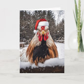 Seasons Greetings Country Rooster Chickens Xmas Kaart (Voorkant)
