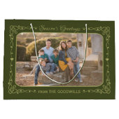 Season's Greetings Custom Foto & Naam geschenkzak Large Cadeautasje (Achterkant)