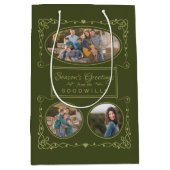 Season's Greetings Custom Foto's & Naam geschenkza Medium Cadeauzakje (Voorkant)
