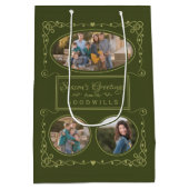 Season's Greetings Custom Foto's & Naam geschenkza Medium Cadeauzakje (Achterkant)