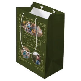 Season's Greetings Custom Foto's & Naam geschenkza Medium Cadeauzakje