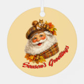 Season's Greetings - Fall Santa Metalen Ornament (Achterkant)