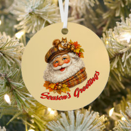 Season's Greetings - Fall Santa Metalen Ornament
