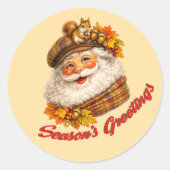 Season's Greetings - Fall Santa Ronde Sticker (Voorkant)