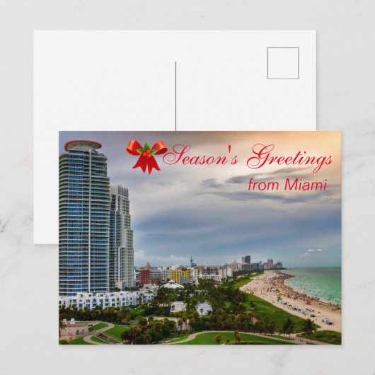 Season's Greetings from Miami Holiday Postcard Feestdagenkaart (Voorkant / Achterkant)