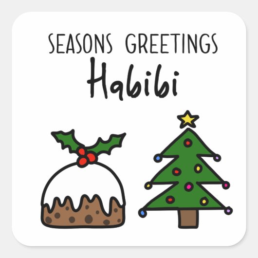 Seasons Greetings Habibi Vierkante Sticker (Voorkant)