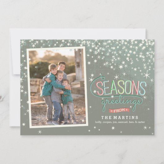 Seasons Greetings Holiday Photo Card Feestdagenkaart (Voorkant)
