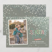 Seasons Greetings Holiday Photo Card Feestdagenkaart (Voorkant / Achterkant)