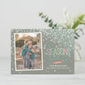 Seasons Greetings Holiday Photo Card Feestdagenkaart (Staand voorkant)
