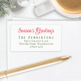Season's Greetings Holiday Return Adreslabel Etiket